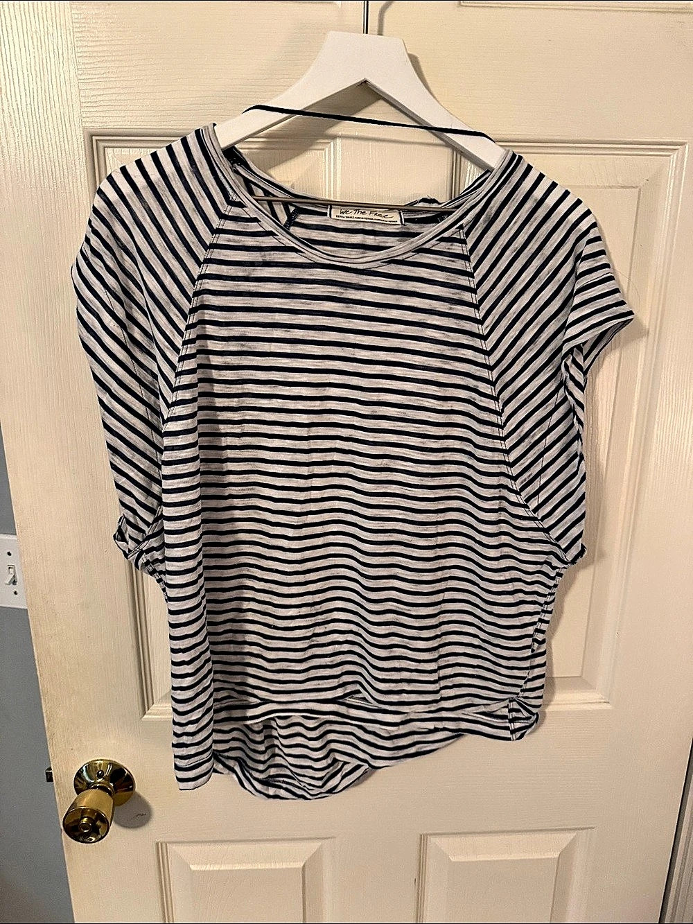 We The Free Striped Short Sleeve Top in Blue & White Size XS